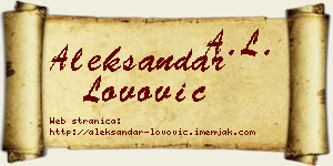 Aleksandar Lovović vizit kartica